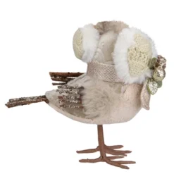 Northlight 6" Beige And White Plush Bird In Earmuffs Christmas Figure -Christmas Decorations GUEST 65450800 8324 4d67 aad1 c46e66535d6e