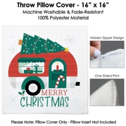 Big Dot Of Happiness Camper Christmas - Red And Green Holiday Party Home Decorative Canvas Cushion Case - Throw Pillow Cover - 16 X 16 Inches -Christmas Decorations GUEST 65c470c0 0b4c 4afd baa3 a380a50591d8
