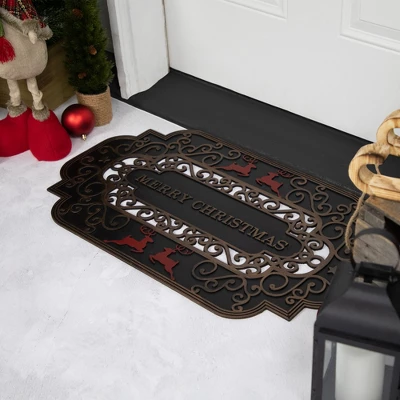Northlight Black And Copper Reindeer "Merry Christmas" Doormat 18" X 30" 4 Northlight Black And Copper Reindeer "Merry Christmas" Doormat 18" X 30" - Image 2