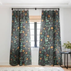 Ninola Design Christmas Botanical Charcoal Single Panel Sheer Window Curtain - Society6 -Christmas Decorations GUEST 67d11e25 80f5 4914 ae70 a9bc30a0693e