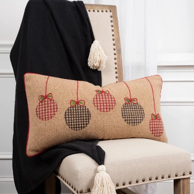 14"x26" Oversized Christmas Ornaments Polyester Filled Throw Pillow Light Brown - Rizzy Home 7 14"x26" Oversized Christmas Ornaments Polyester Filled Throw Pillow Light Brown - Rizzy Home - Image 5