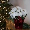 Northlight 14.5" White Artificial Christmas Poinsettia With Red Wrapped Base -Christmas Decorations GUEST 6a314d45 7b06 40cf b09c 3d6bc3dbd5e3
