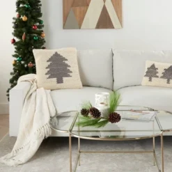 20"x20" Oversize Christmas Tree Loops Square Throw Pillow Ivory/Gray - Mina Victory -Christmas Decorations GUEST 6e930a70 384e 4242 8b22 6f2582391004