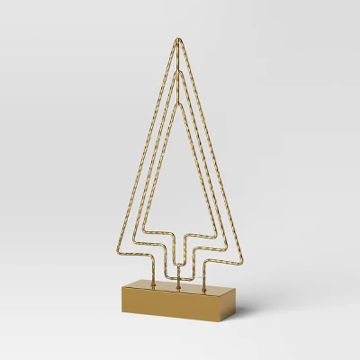 16.25" Battery Operated Lit Wire Christmas Tree Sculpture - Wondershop™ Gold 5 16.25" Battery Operated Lit Wire Christmas Tree Sculpture - Wondershop™ Gold - Image 3