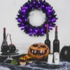 Costway 24inch Pre-lit Christmas Halloween Wreath Black W/ 35 Purple LED Lights -Christmas Decorations GUEST 6fd531c0 8c8d 47b0 b239 4997c725ed5c