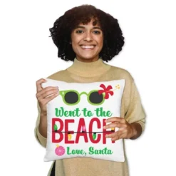 Big Dot Of Happiness Tropical Christmas - Beach Santa Holiday Party Home Decorative Canvas Cushion Case - Throw Pillow Cover - 16 X 16 Inches -Christmas Decorations GUEST 710eefe5 11fb 4b1e bac5 f545a8883373