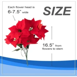 Juvale 4 Pack Artificial Red Poinsettia Flowers For Christmas Decorations -Christmas Decorations GUEST 742d8795 618d 4e50 82f1 b3ba5d8267bd