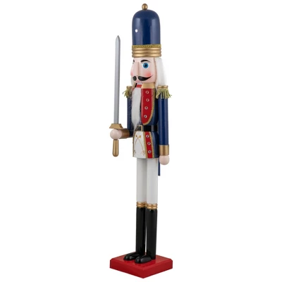 Northlight 48.25" Blue And White Christmas Nutcracker Soldier With Sword 4 Northlight 48.25" Blue And White Christmas Nutcracker Soldier With Sword - Image 2