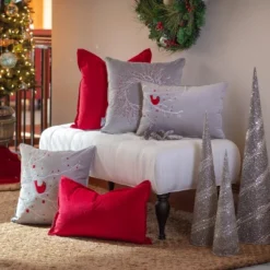 17"x17" Velvet Christmas Cardinal Square Throw Pillow Gray - Pillow Perfect -Christmas Decorations GUEST 78b2ffe2 aef8 425f 8f8a 41b44cd059de 1