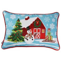 12"x18" Merry Christmas Lumbar Throw Pillow Blue - Pillow Perfect -Christmas Decorations GUEST 7f2da948 aae4 4c45 9dd4 bfee5b0da75e