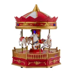Northlight 9.25" LED Lighted Animated And Musical Carousel Christmas Village Display Piece -Christmas Decorations GUEST 80b542c1 c503 4780 910a b665f4ee5fe1