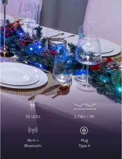 Twinkly Pre-Lit Garland App-Controlled LED Artificial Christmas Garland With 50 RGB+W (16 Million Colors + Warm White) LEDs. 9 Feet. Green Wire. -Christmas Decorations GUEST 82080617 0ff9 4ead 9fad 0eeddf0a00fb