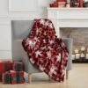 Kate Aurora Red & Black Country Farmhouse Ultra Plush Christmas Plaid Snowflakes Accent Throw Blanket - 50 In. W X 60 In. L