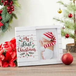 Juvale My First Christmas Picture Frame For 4x6 And 5x7 Inch Photos, 9.8 X 7.8 In
