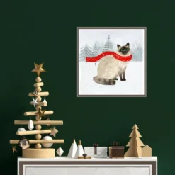 16" X 16" Christmas Cats And Dogs III By Victoria Borges Framed Canvas Wall Art - Amanti Art -Christmas Decorations GUEST 8763c09b 4657 47a0 a54e 90738341a748