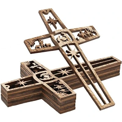Bright Creations 6 Pack Nativity Scene Wood Cross For Wall Hanging Home Décor, Christmas Religious Gifts, 10.4x6.7x0.3 In 4 Bright Creations 6 Pack Nativity Scene Wood Cross For Wall Hanging Home Décor, Christmas Religious Gifts, 10.4x6.7x0.3 In - Image 2