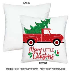 Big Dot Of Happiness Merry Little Christmas Tree - Red Truck Christmas Party Home Decorative Canvas Cushion Case - Throw Pillow Cover - 16 X 16 Inches -Christmas Decorations GUEST 8bd99510 9ab5 4a1b be51 4dc1386aaec8