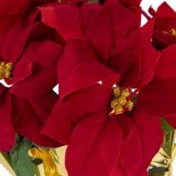 Northlight 16" Red Artificial Christmas Poinsettia Arrangement With Gold Wrapped Pot -Christmas Decorations GUEST 8bdf4f8d 653e 4049 899b 28c0f4e9d720