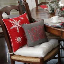 11.5"x11.5" Merry Christmas Square Throw Pillow Gray - Pillow Perfect -Christmas Decorations GUEST 8c2feced d217 489a 98f4 4a2be29156fe