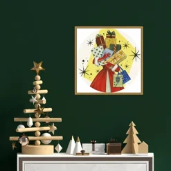 16" X 16" Vintage Christmas Gifts By Grace Popp Framed Canvas Wall Art - Amanti Art -Christmas Decorations GUEST 8dbbe1c8 8d0d 48a8 83d3 93e62b4e5e10