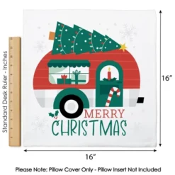 Big Dot Of Happiness Camper Christmas - Red And Green Holiday Party Home Decorative Canvas Cushion Case - Throw Pillow Cover - 16 X 16 Inches -Christmas Decorations GUEST 8e949ec5 df53 4e35 84a1 58b074a6911d