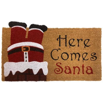 Briarwood Lane Here Comes Santa Christmas Coir Doormat Natural Fiber Holiday Chimney 30" X 18" 4 Briarwood Lane Here Comes Santa Christmas Coir Doormat Natural Fiber Holiday Chimney 30" X 18" - Image 2