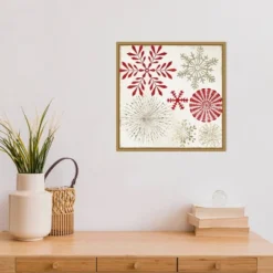 16" X 16" Christmas Snowflakes By PI Studio Framed Canvas Wall Art - Amanti Art -Christmas Decorations GUEST 90aeb6e5 09bd 4e53 a5d3 979945a8ab0b
