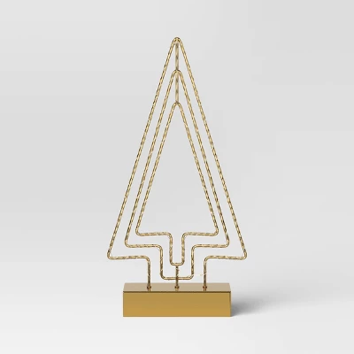 16.25" Battery Operated Lit Wire Christmas Tree Sculpture - Wondershop™ Gold 4 16.25" Battery Operated Lit Wire Christmas Tree Sculpture - Wondershop™ Gold - Image 2