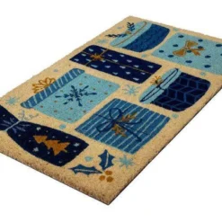 1'4" X 2'4" Christmas Presents Indoor/Outdoor Coir Doormat Blue/Gold - Entryways -Christmas Decorations GUEST 928f7527 f793 42a8 a15d 4b53f3213bca