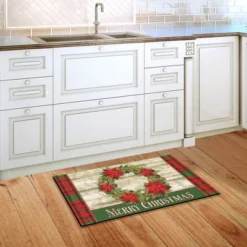 Poinsettia Wreath Christmas Doormat Plaid Indoor Outdoor 30" X 18" Briarwood Lane -Christmas Decorations GUEST 95b66ed7 327f 4527 9c63 4e9dde60fe80