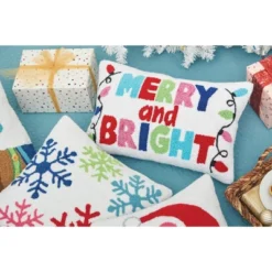 C&F Home Merry And Bright Hooked Christmas Throw Pillow -Christmas Decorations GUEST 9609513d 6db7 42aa 9f2a 50b4df5bfc1a