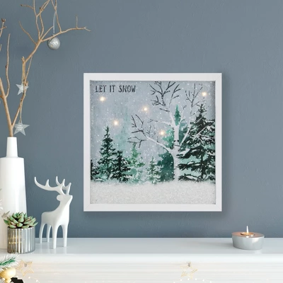 Northlight LED Lighted Let It Snow Winter Forest Christmas Canvas Wall Art 10" X 10" 3 Northlight LED Lighted Let It Snow Winter Forest Christmas Canvas Wall Art 10" X 10"