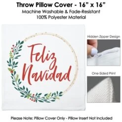 Big Dot Of Happiness Feliz Navidad - Holiday And Spanish Christmas Party Home Decorative Canvas Cushion Case - Throw Pillow Cover - 16 X 16 Inches -Christmas Decorations GUEST 9c57f806 95e4 4107 8590 bdc556b71c48