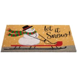 Northlight Brown And White Snowman Let It Snow Rectangular Coir Christmas Doormat 18" X 30" -Christmas Decorations GUEST 9d32199c 07ee 4c99 b536 93787e713a0a