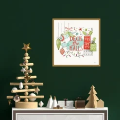 16" X 16" Deck The Halls Christmas Holly By Janelle Penner Framed Canvas Wall Art - Amanti Art -Christmas Decorations GUEST 9f004cb9 de8f 4aca a17c 83bab37b8094