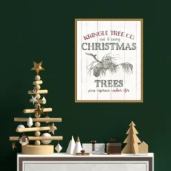 16" X 20" Christmas Tree Farm Sign By Wild Apple Portfolio Framed Canvas Wall Art - Amanti Art -Christmas Decorations GUEST a06119f0 f62a 4e66 b4e3 1c1529e0802b