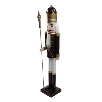 Northlight 48" Burgundy And White Wooden Christmas Nutcracker King With Scepter 6 Northlight 48" Burgundy And White Wooden Christmas Nutcracker King With Scepter - Image 4