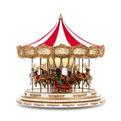Mr. Christmas Santa And Reindeers Regal Carousel Animated Musical Christmas Decoration - 16"