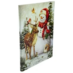 Northlight LED Lighted Snowman And Reindeer Christmas Canvas Wall Art 15.75" X 11.75" -Christmas Decorations GUEST a85eda56 c940 4b6f bfd2 5d58af49c5ad