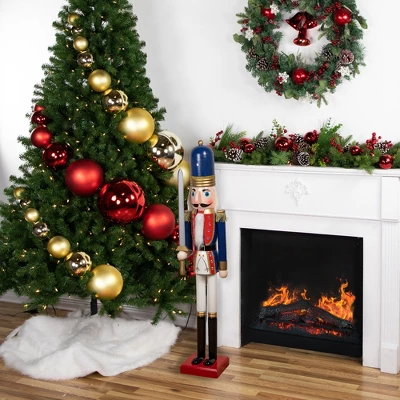 Northlight 48.25" Blue And White Christmas Nutcracker Soldier With Sword 3 Northlight 48.25" Blue And White Christmas Nutcracker Soldier With Sword