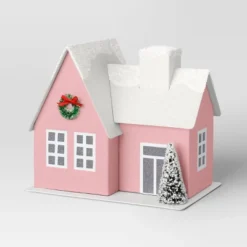 12pc Battery Operated Glittered Paper Christmas Village Set With Bottle Brush Trees And Snowmen - Wondershop™ White/Pink/Blue -Christmas Decorations GUEST ab1a6865 f950 4ac9 b569 4de0e88b434e