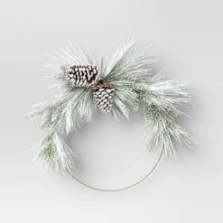 22" Pre-lit Flocked Mixed Pine With Glittered Pinecones Gold Hoop Artificial Christmas Wreath Warm White Lights - Wondershop™ -Christmas Decorations GUEST ac2ba340 9955 430b b003 856e440300a7