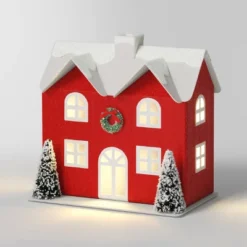 12pc Battery Operated Glittered Paper Christmas Village Set With Bottle Brush Trees And Snowmen - Wondershop™ White/Pink/Blue -Christmas Decorations GUEST af76c2c8 09d0 4777 81a5 5d85296a0f43