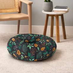 Ninola Design Christmas Botanical Charcoal Round Floor Pillow - Deny Designs -Christmas Decorations GUEST b8d0fd07 bba6 4fd9 b8f9 b361034f3d2b