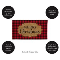 Evergreen Buffalo Check Christmas Indoor Outdoor Natural Coir Doormat 1'4"x2'4" Red -Christmas Decorations GUEST c22bbf96 8462 428d 8a89 e83e0f8c4955