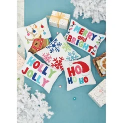 C&F Home Merry And Bright Hooked Christmas Throw Pillow -Christmas Decorations GUEST c2ba1470 977c 49bb 9e9b 4ecea7111412