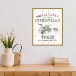 16" X 20" Christmas Tree Farm Sign By Wild Apple Portfolio Framed Canvas Wall Art - Amanti Art -Christmas Decorations GUEST c3a8613f 42f8 4039 9499 e7f8b8417722