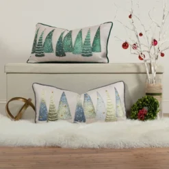 14"x26" Oversized Modern Christmas Trees With Pearls And Embroidery Lumbar Throw Pillow - Edie@Home -Christmas Decorations GUEST c6cba4d8 a1d3 42ba a766 fad2dd46c9cc