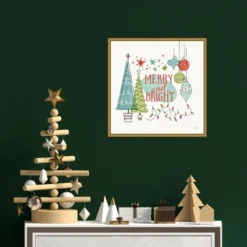16" X 16" Merry And Bright Christmas Tree Square By Janelle Penner Framed Canvas Wall Art - Amanti Art -Christmas Decorations GUEST c73fdb83 14f2 473d 9953 5324da49992f