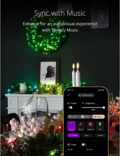 Twinkly Pre-Lit Garland App-Controlled LED Artificial Christmas Garland With 50 RGB+W (16 Million Colors + Warm White) LEDs. 9 Feet. Green Wire. -Christmas Decorations GUEST c7802932 0f61 4f54 87fa d9bdfcca657f